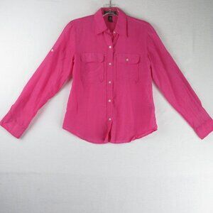 Lauren Ralph Lauren Pink Silk Blend Blouse Size PS Long Sleeve Button Down